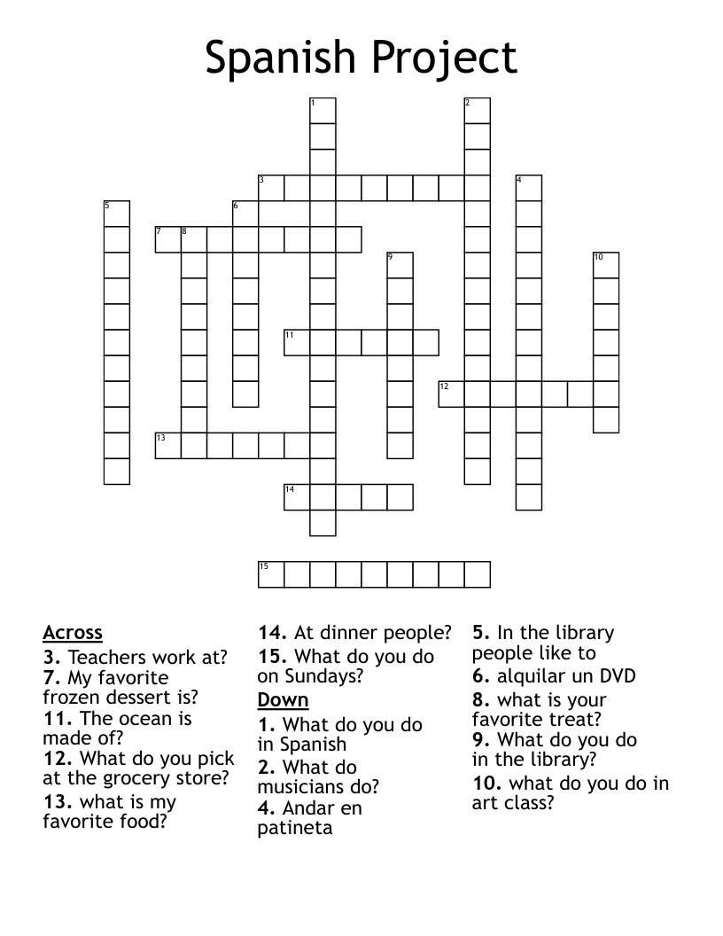 Spanish Project  Crossword