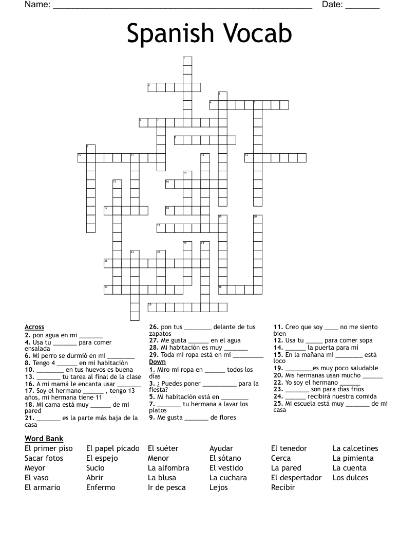 SPANISH Word Search WordMint
