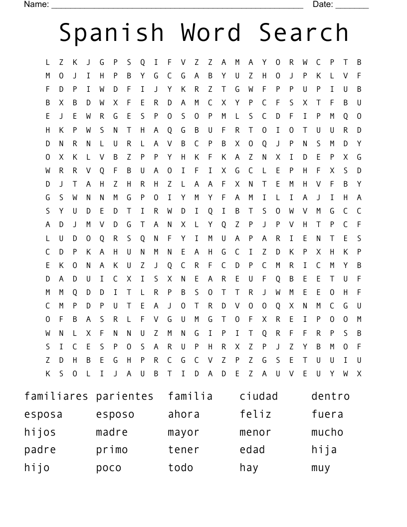 Spanish Word Search WordMint