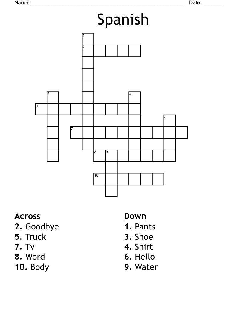 Spanish  Crossword