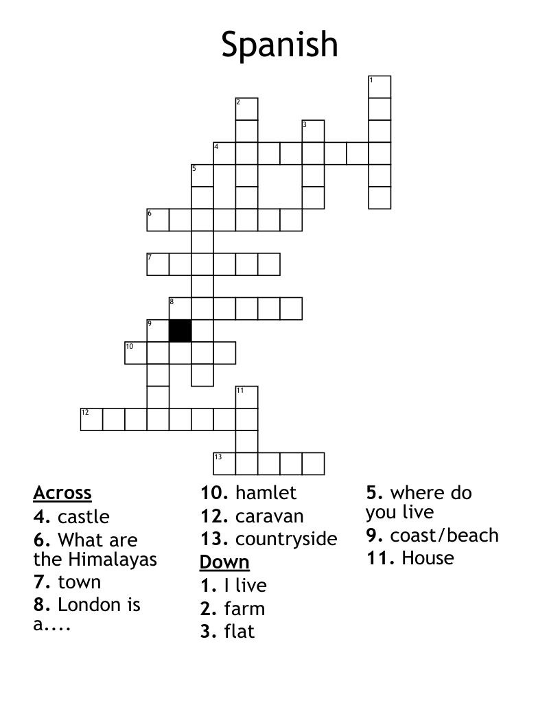 Spanish  Crossword