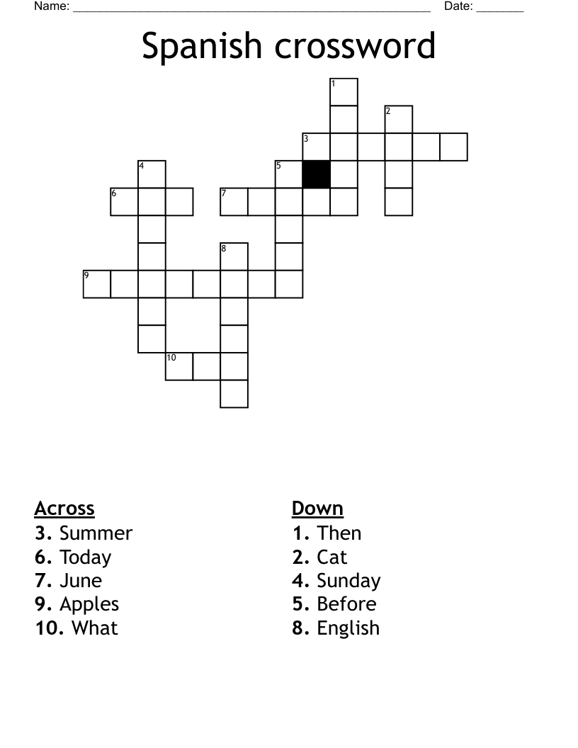 Spanish crossword WordMint