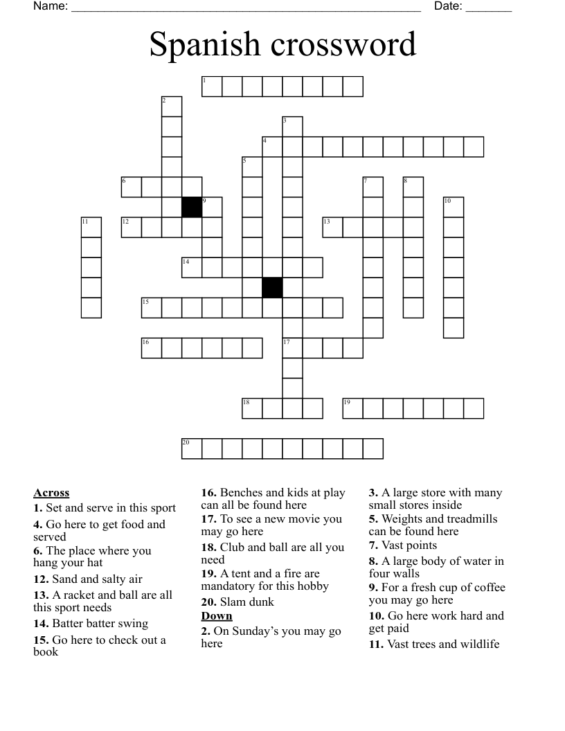Spanish crossword