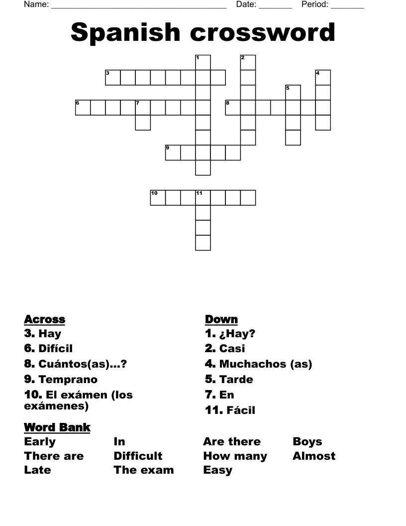 Spanish crossword 