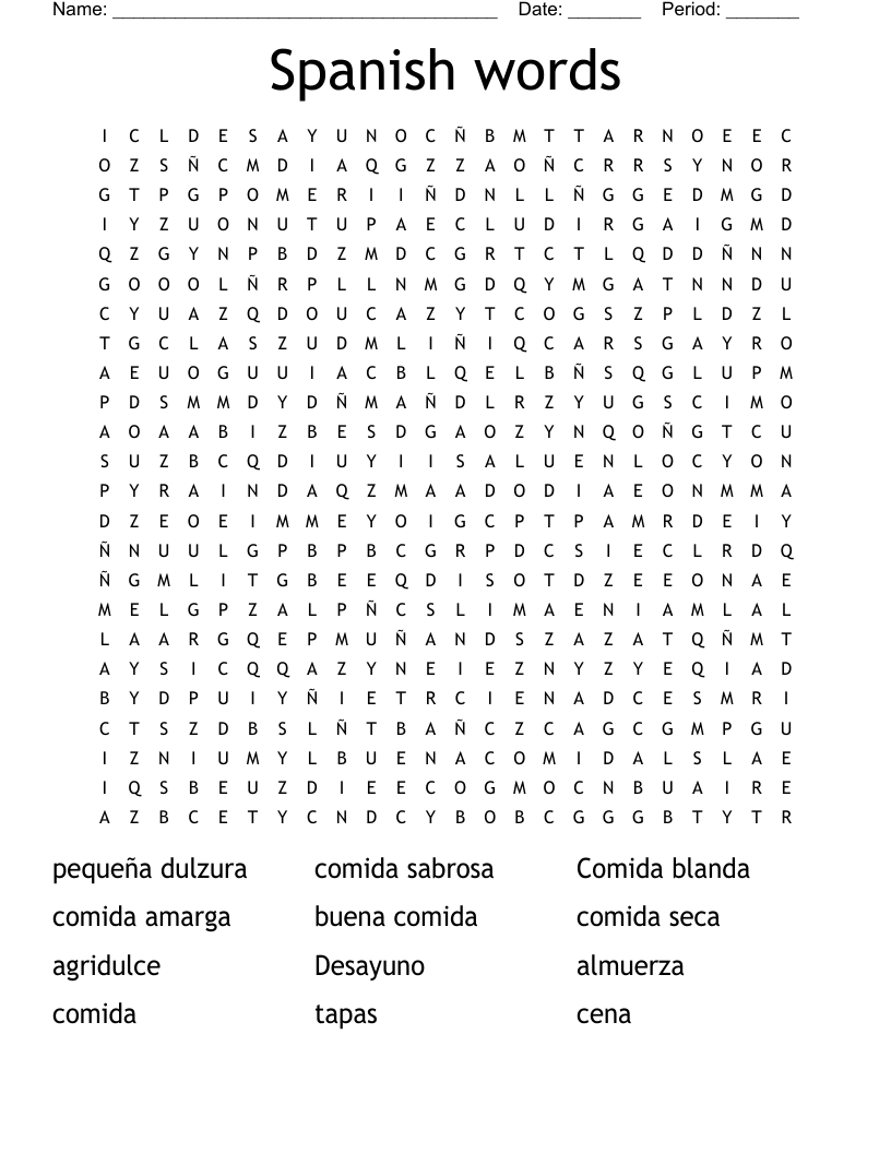 Spanish words Word Search