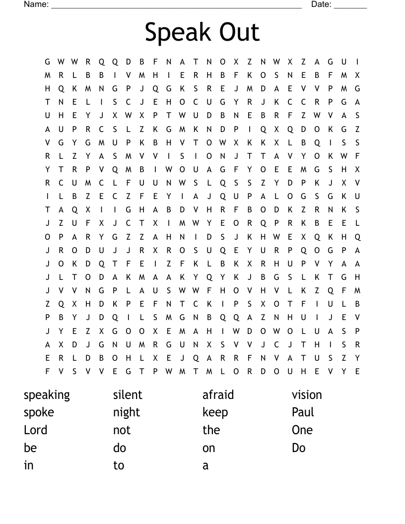 Speak Out Word Search - WordMint