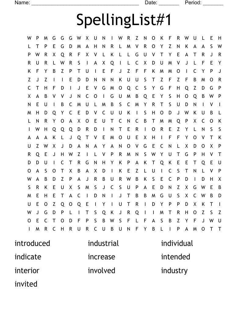 SpellingList#1 Word Search