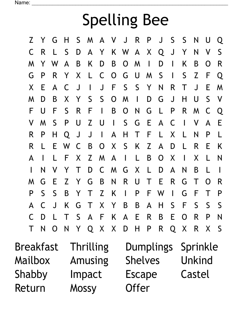 Spelling Bee Word Search WordMint