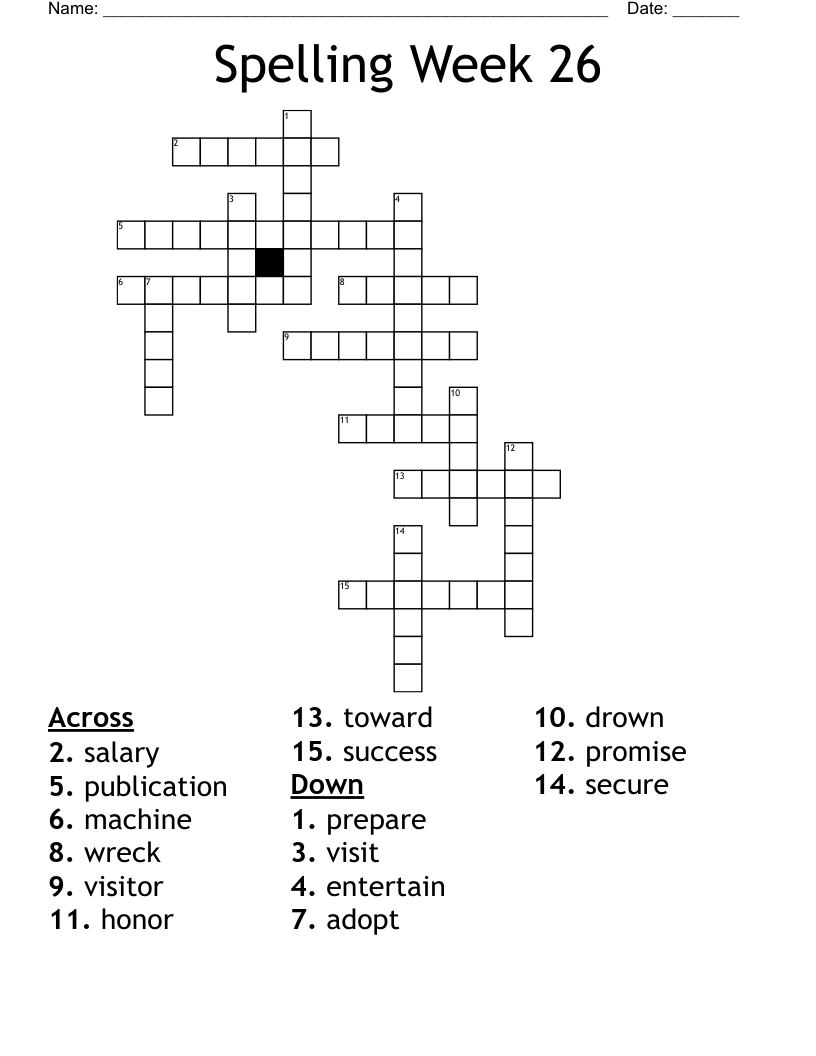 Spelling Week 26 Crossword