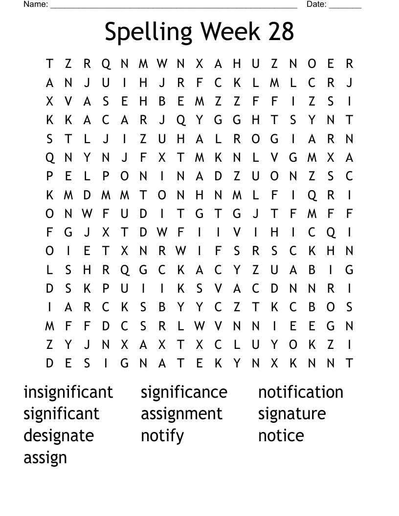 Spelling Week 28 Word Search