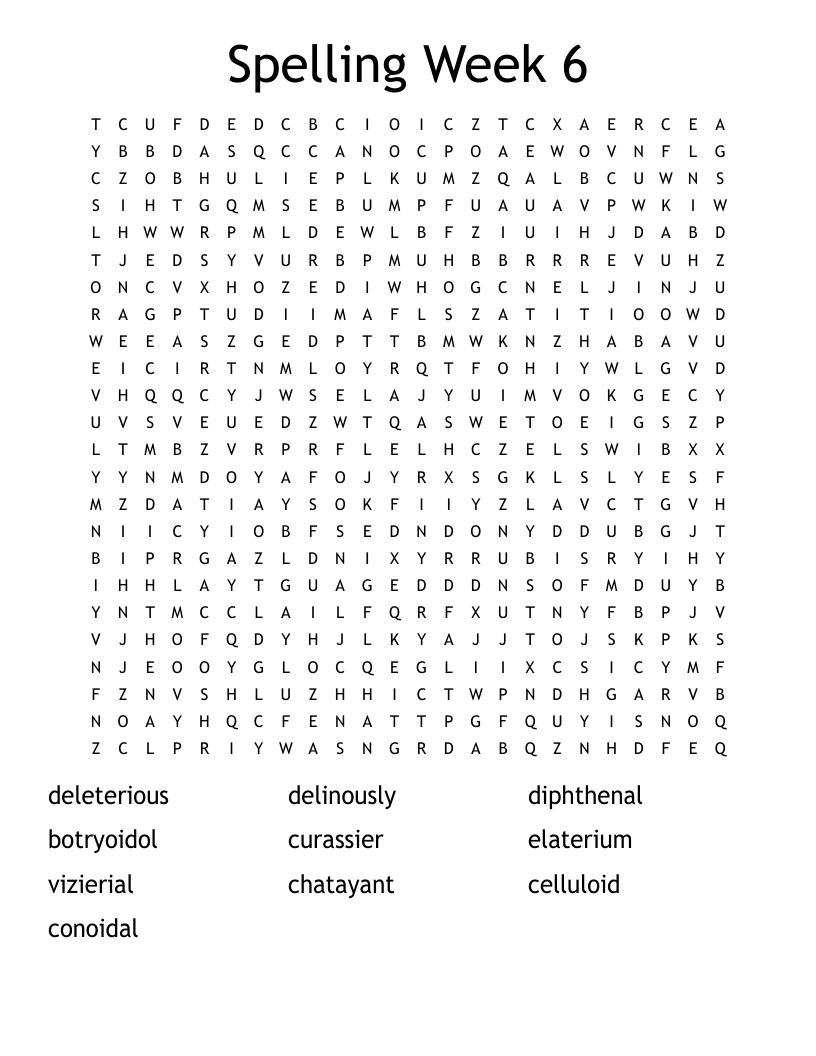 Spelling Week 6 Word Search