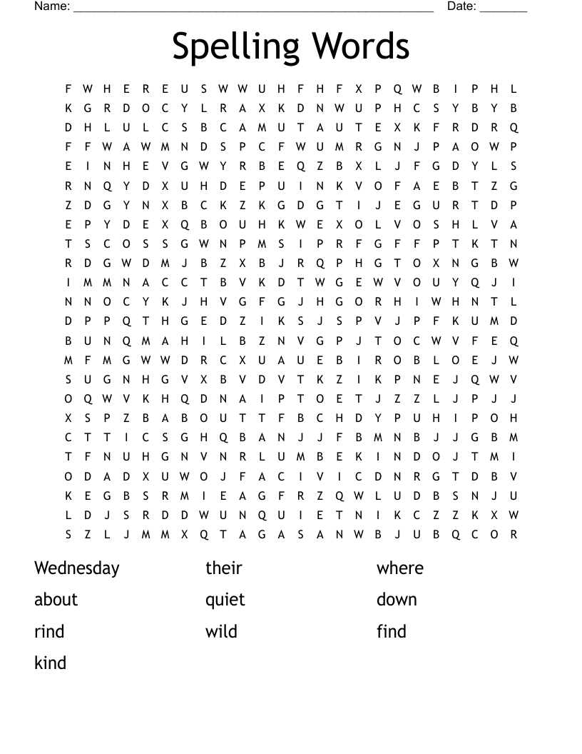 Spelling Words  Word Search