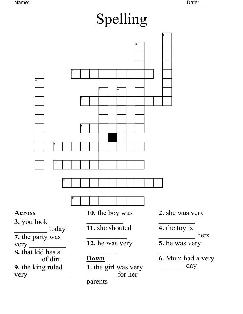 Spelling  Crossword