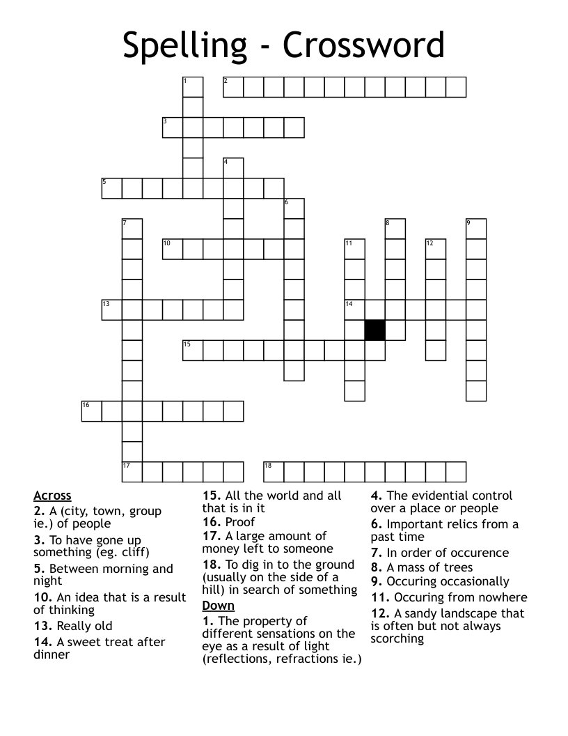 Spelling Crossword WordMint