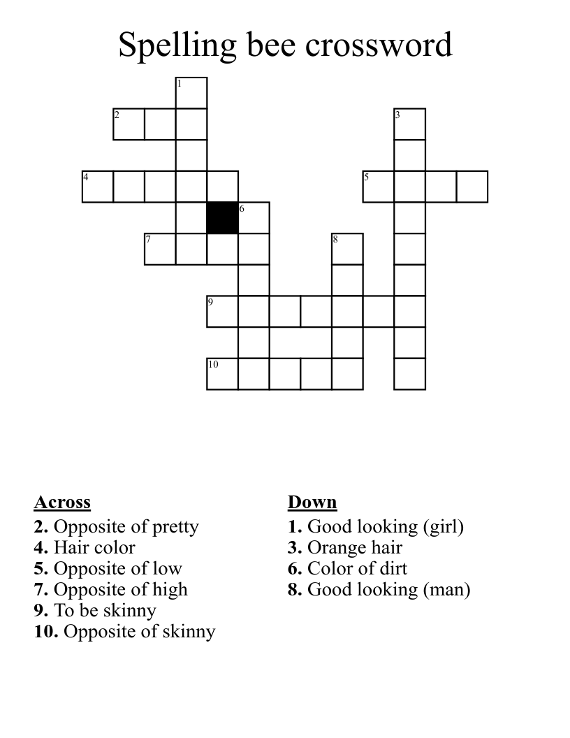 Spelling Bee Crossword WordMint