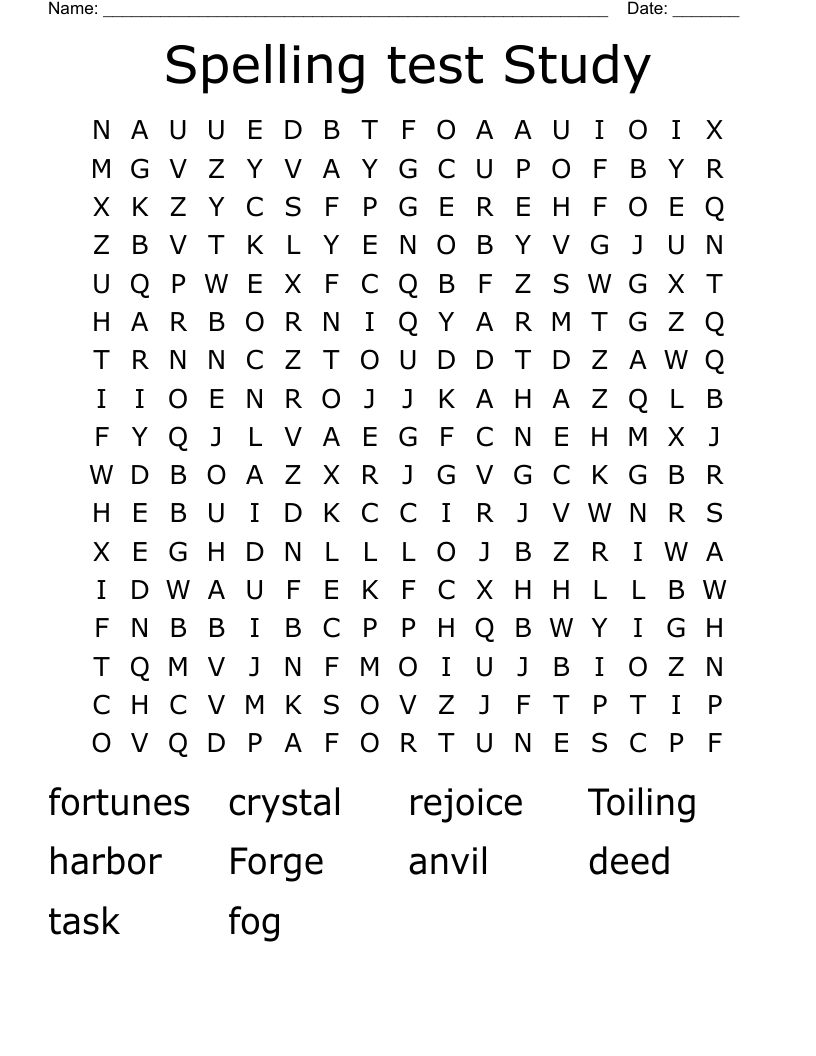 Spelling test Study Word Search WordMint