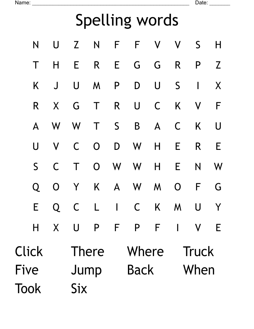 Spelling words  Word Search