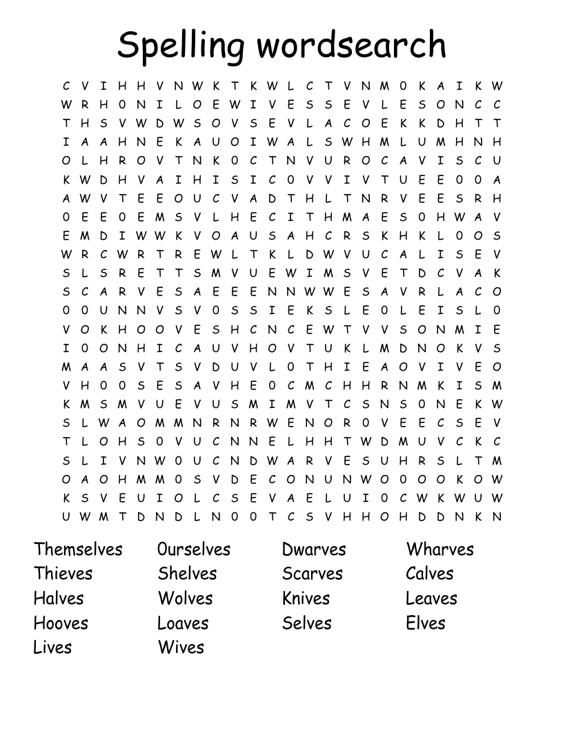 Spelling Wordsearch WordMint