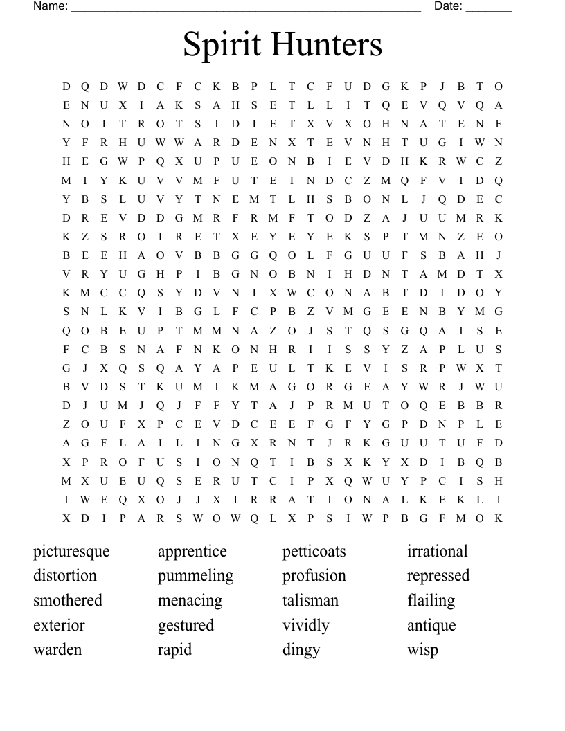 Spirit Hunters Word Search