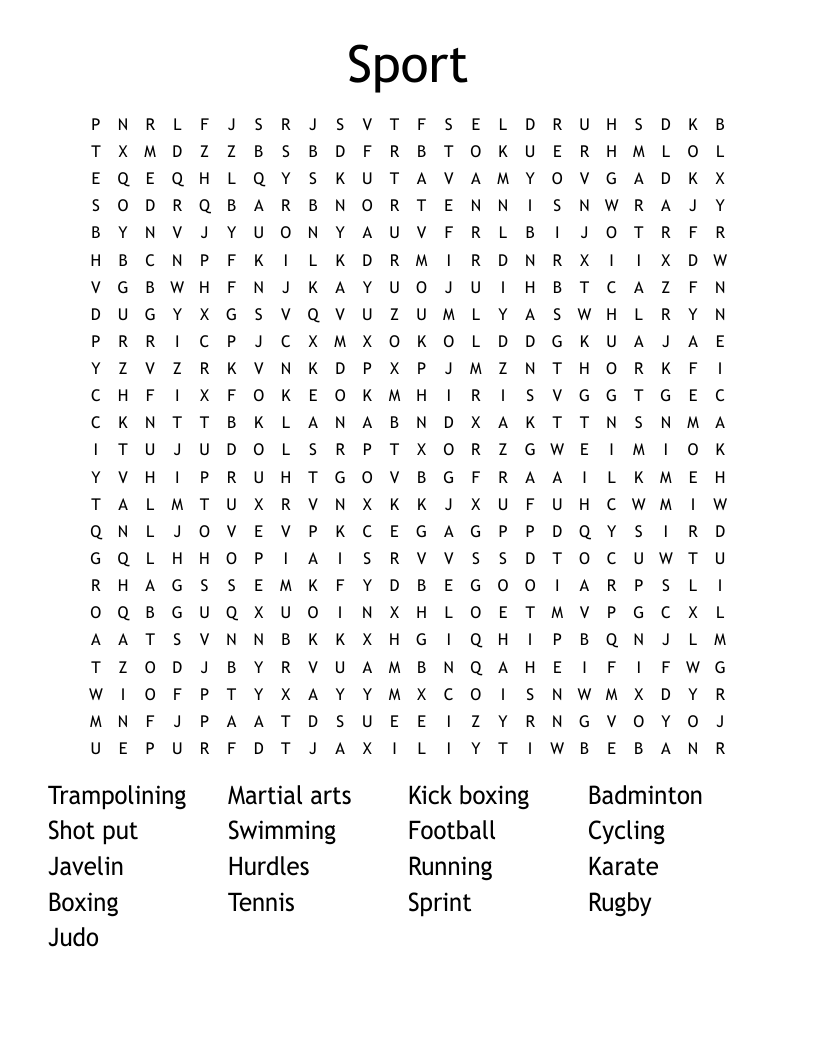 Sport Word Search