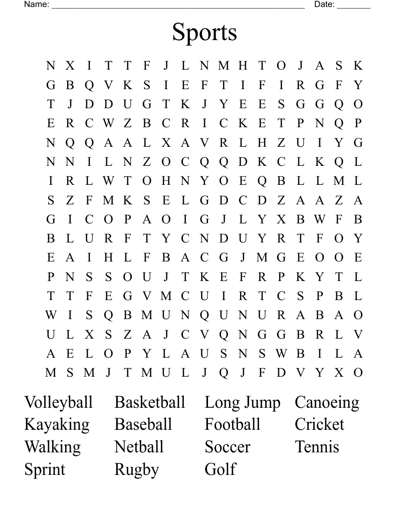 Sports Word Search
