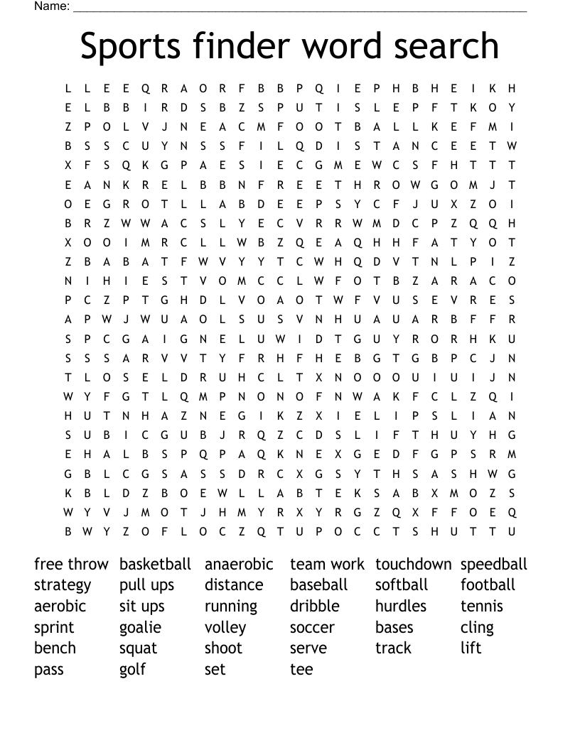 Sports finder word search