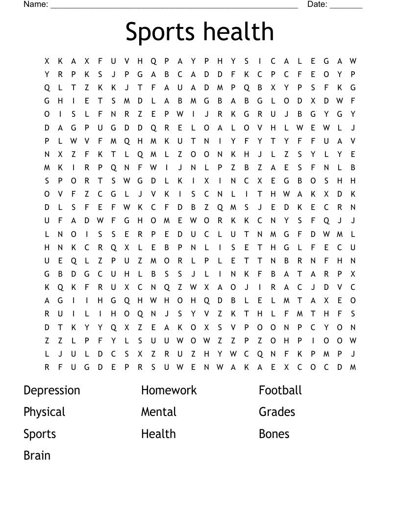 Sports health Word Search