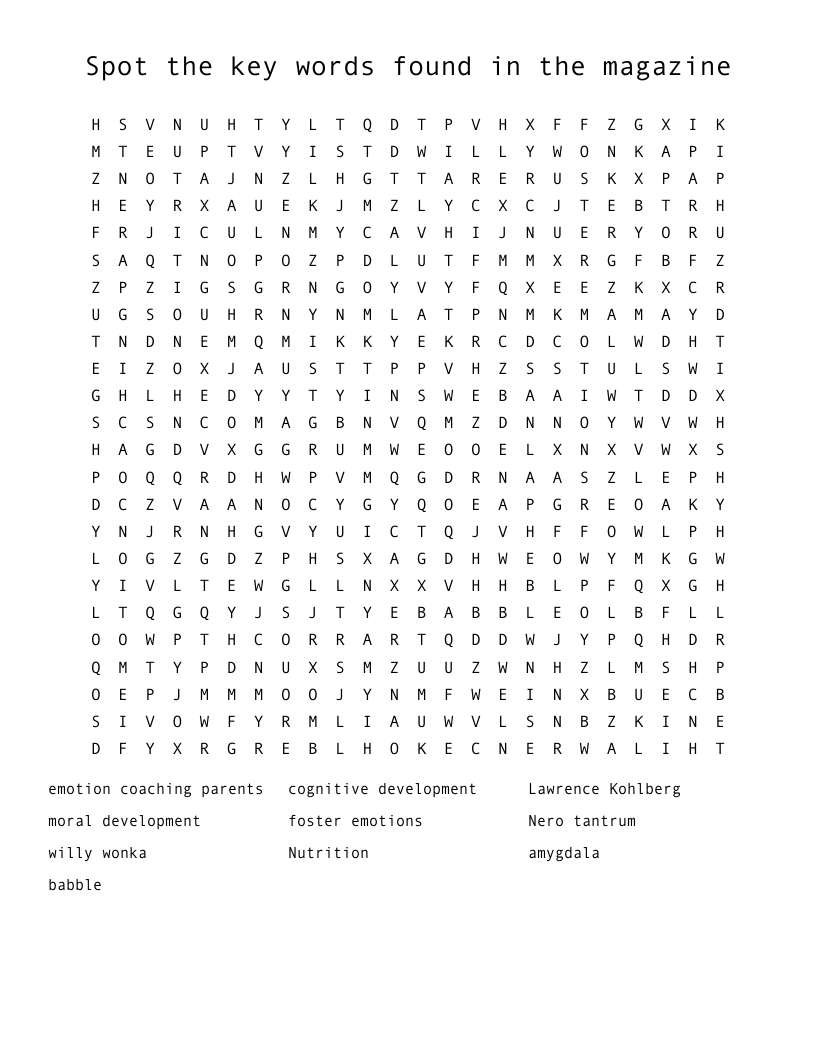 Spot the key words found in the magazine Word Search