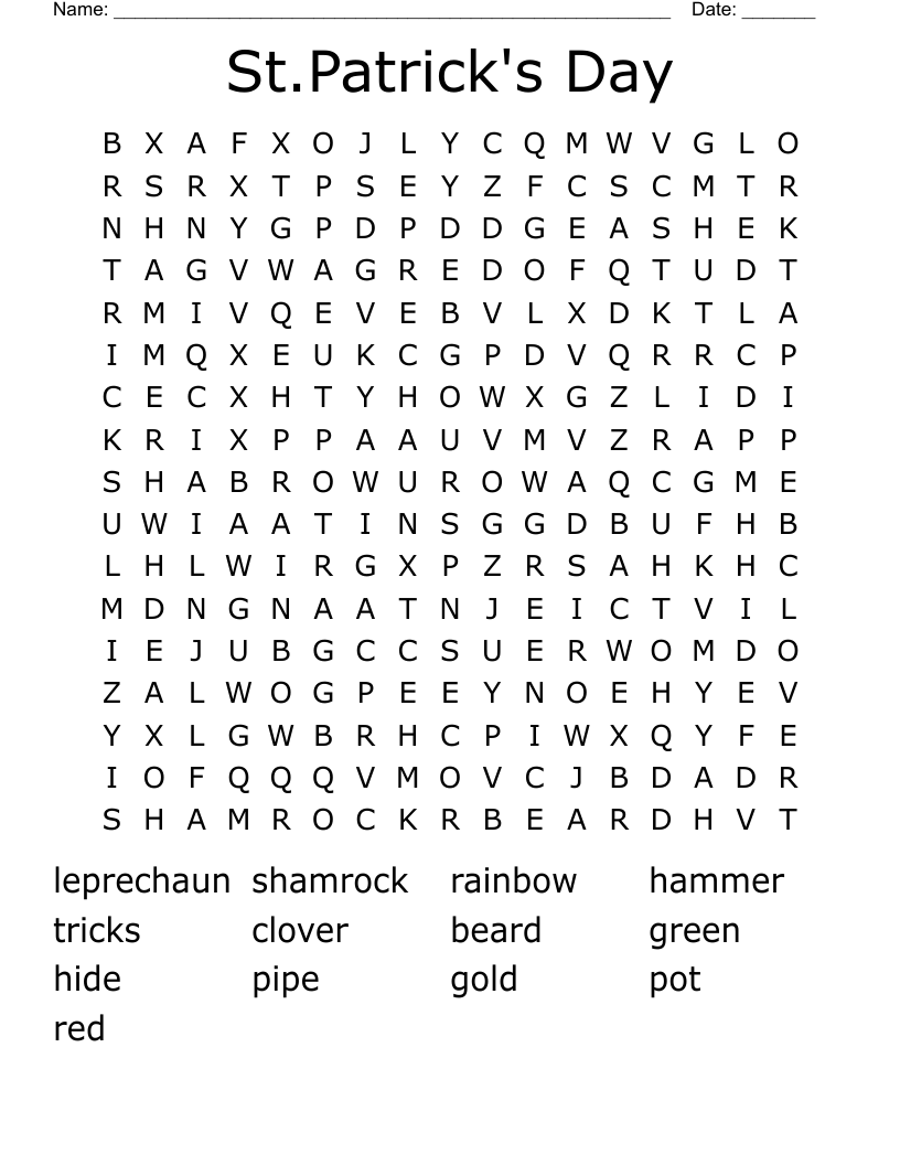 St.Patrick's Day Word Search