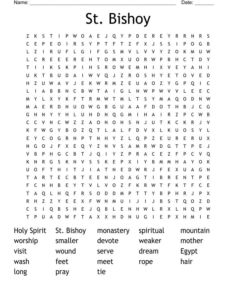 St. Bishoy Word Search