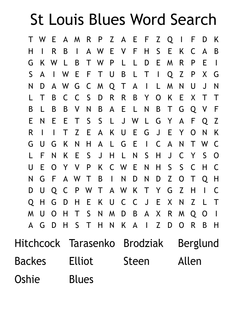 St Louis Blues Word Search