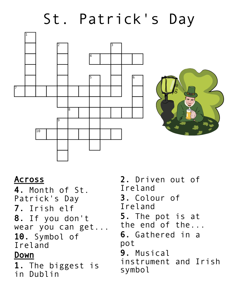 St Patrick s Day Crossword WordMint