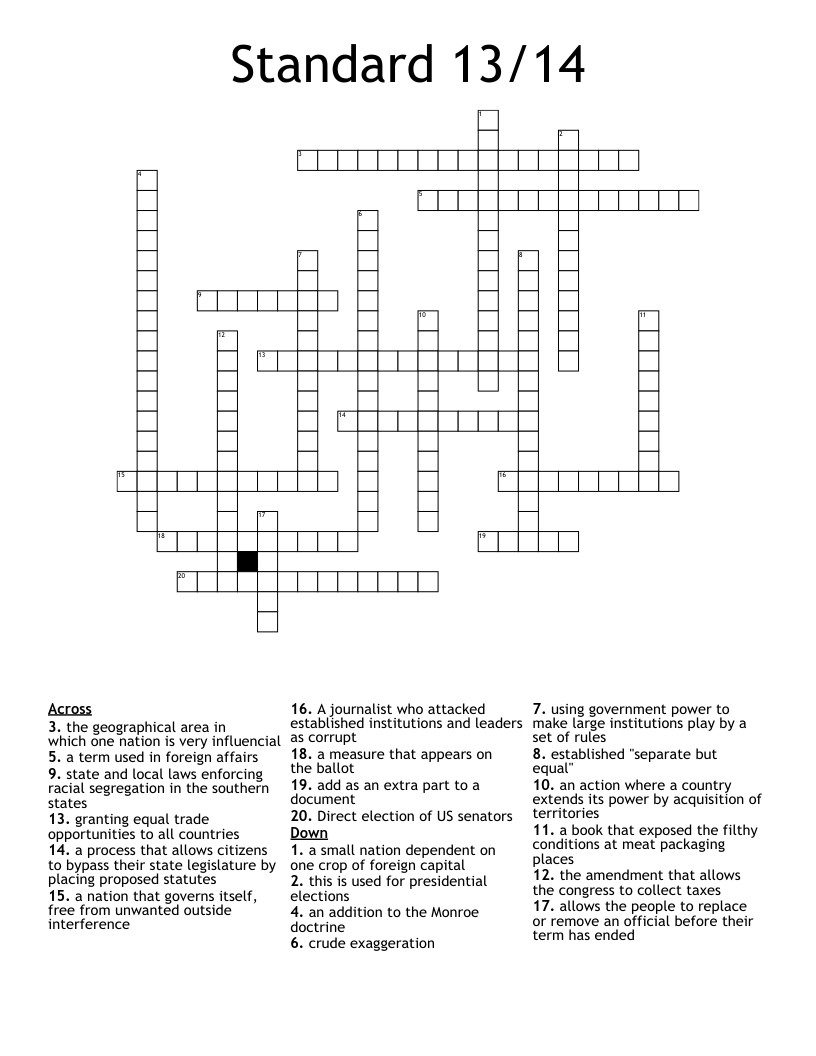 Standard 13/14 Crossword WordMint