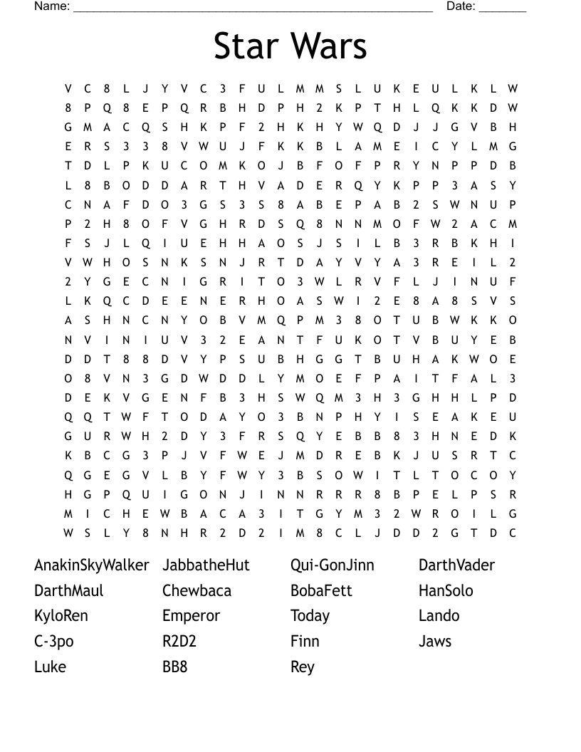Star Wars Word Search