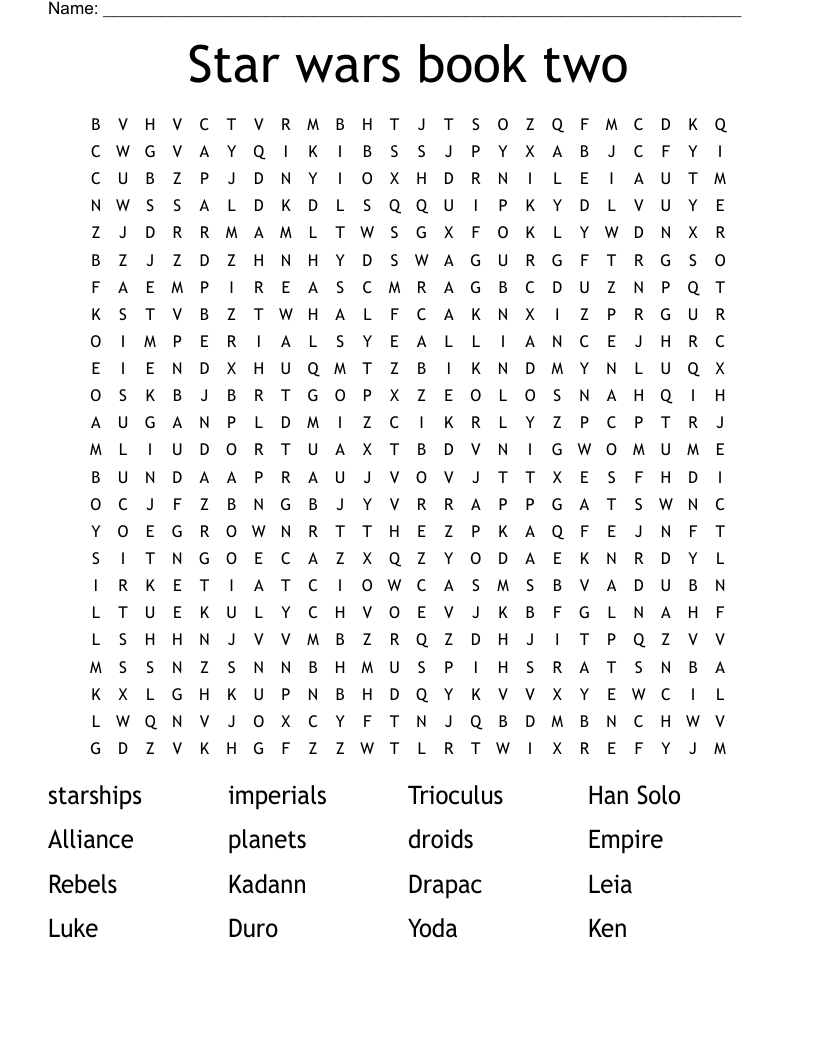 Star wars book two Word Search