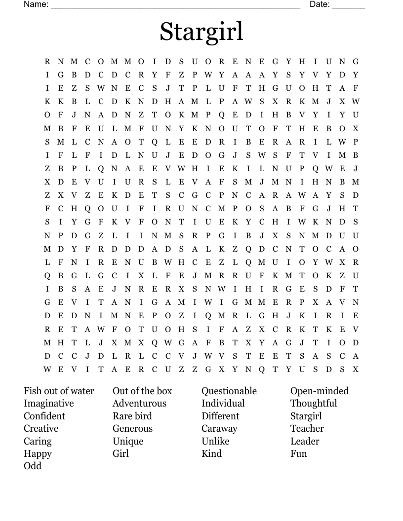 Stargirl Word Search
