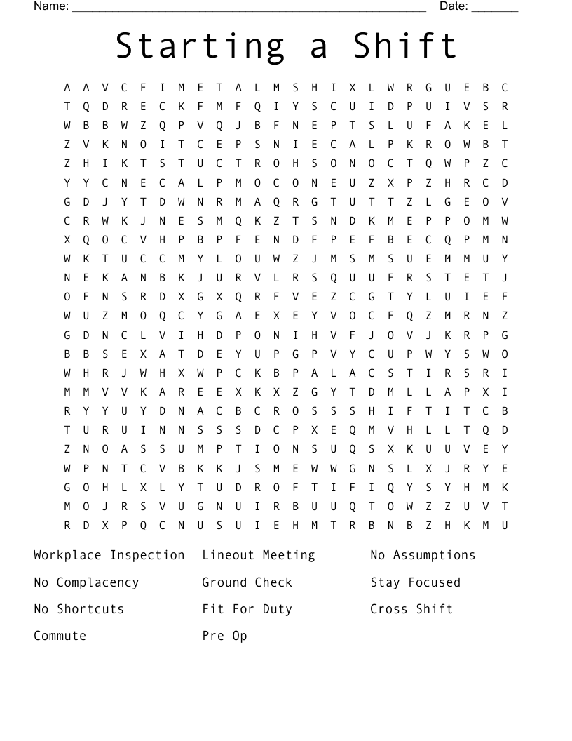 Starting a Shift Word Search