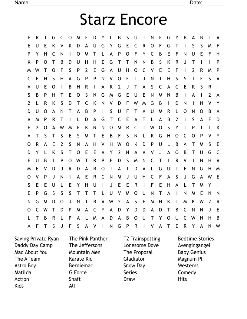 Starz Encore Word Search