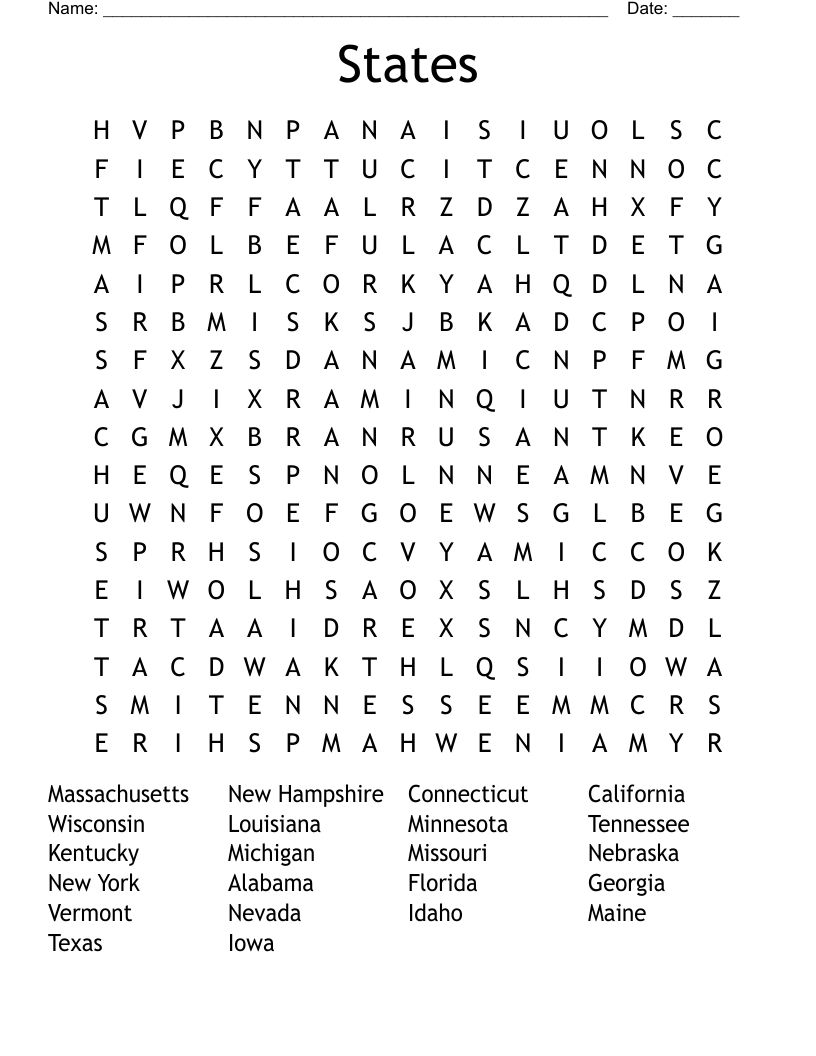 States Word Search