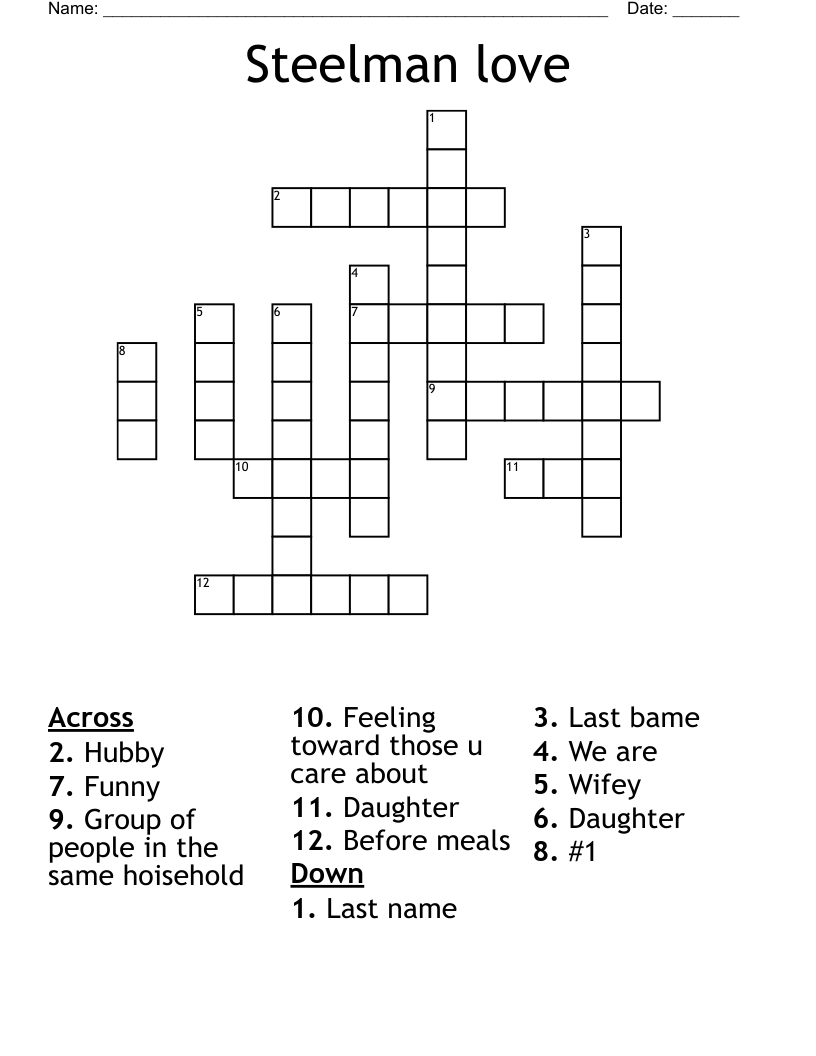 Steelman love Crossword WordMint