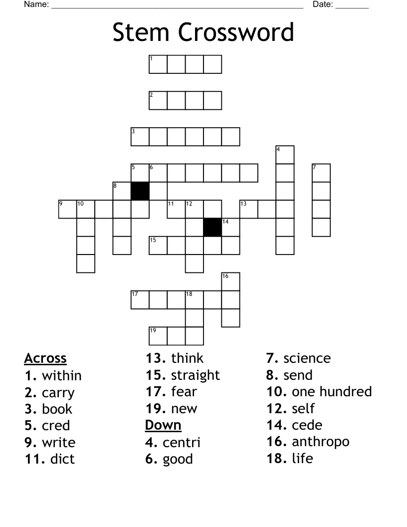 Stem Words Crossword WordMint