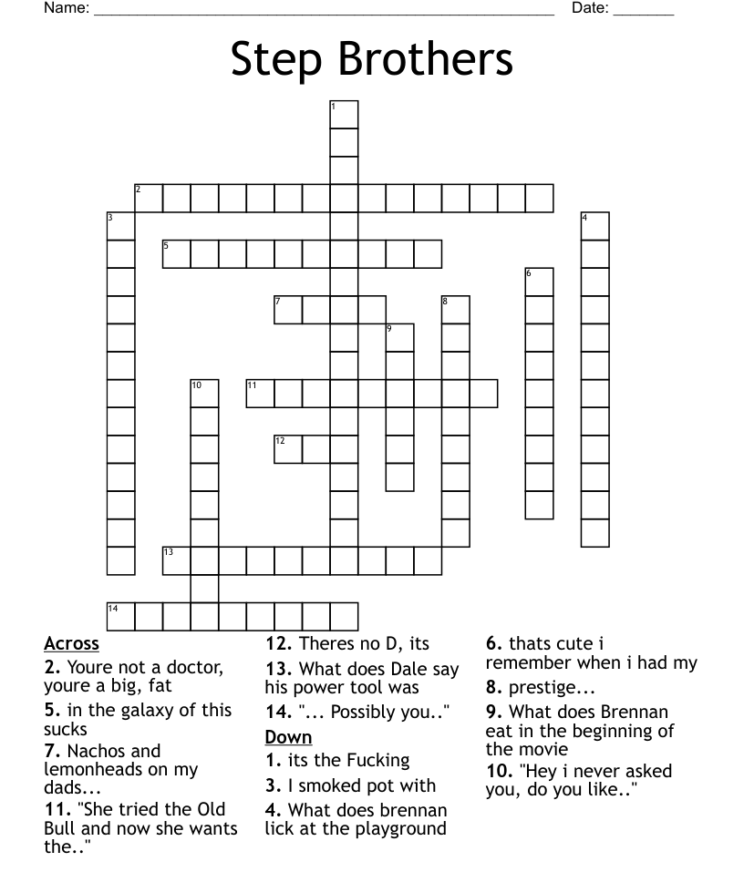 Step Brothers Word Search WordMint