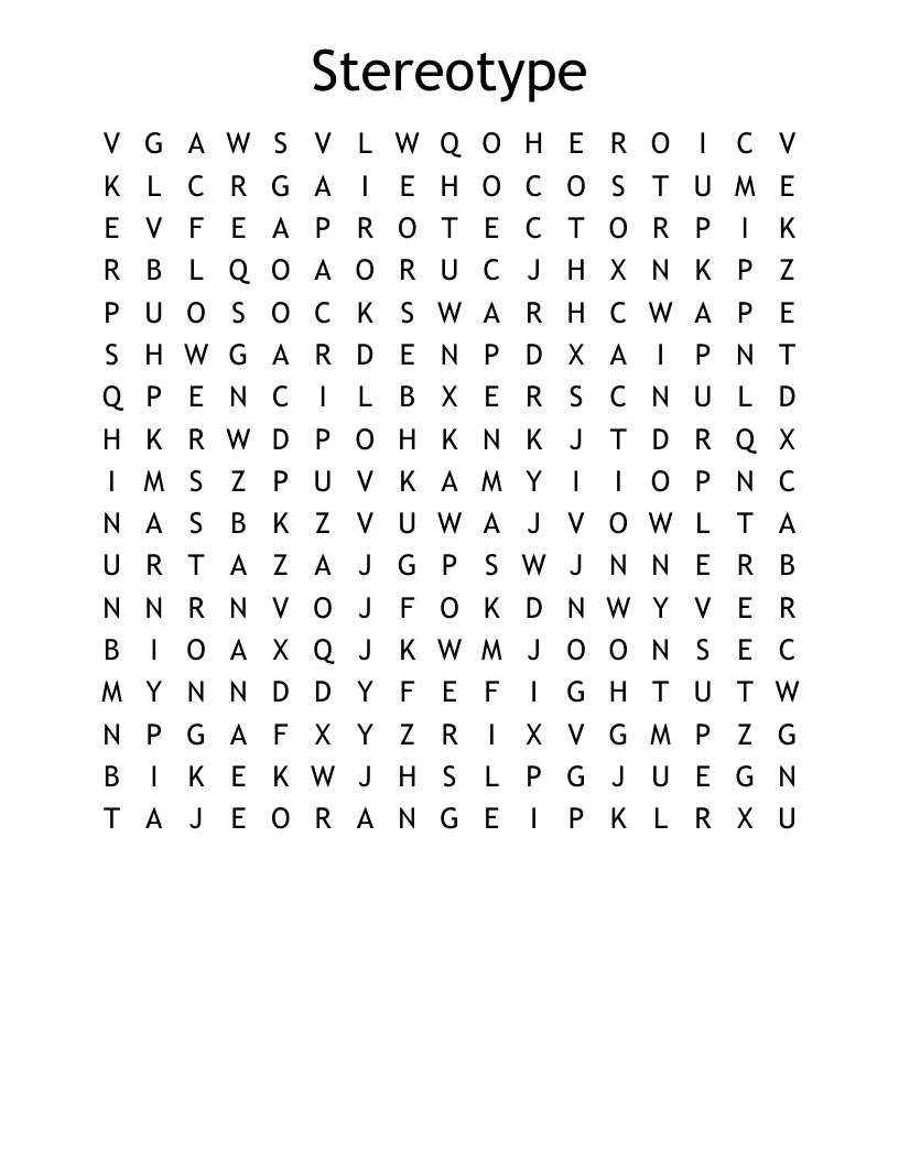 Stereotype  Word Search