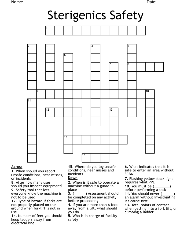 Sterigenics Safety Crossword