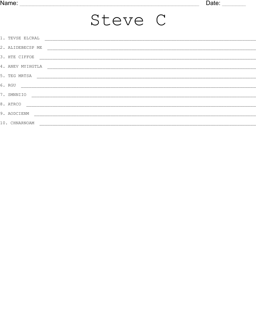 Steve C Word Scramble