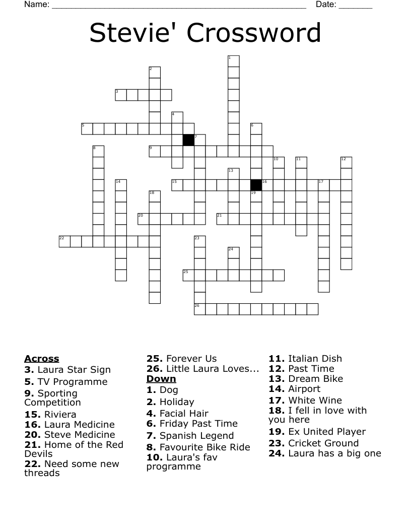 Stevie' Crossword 