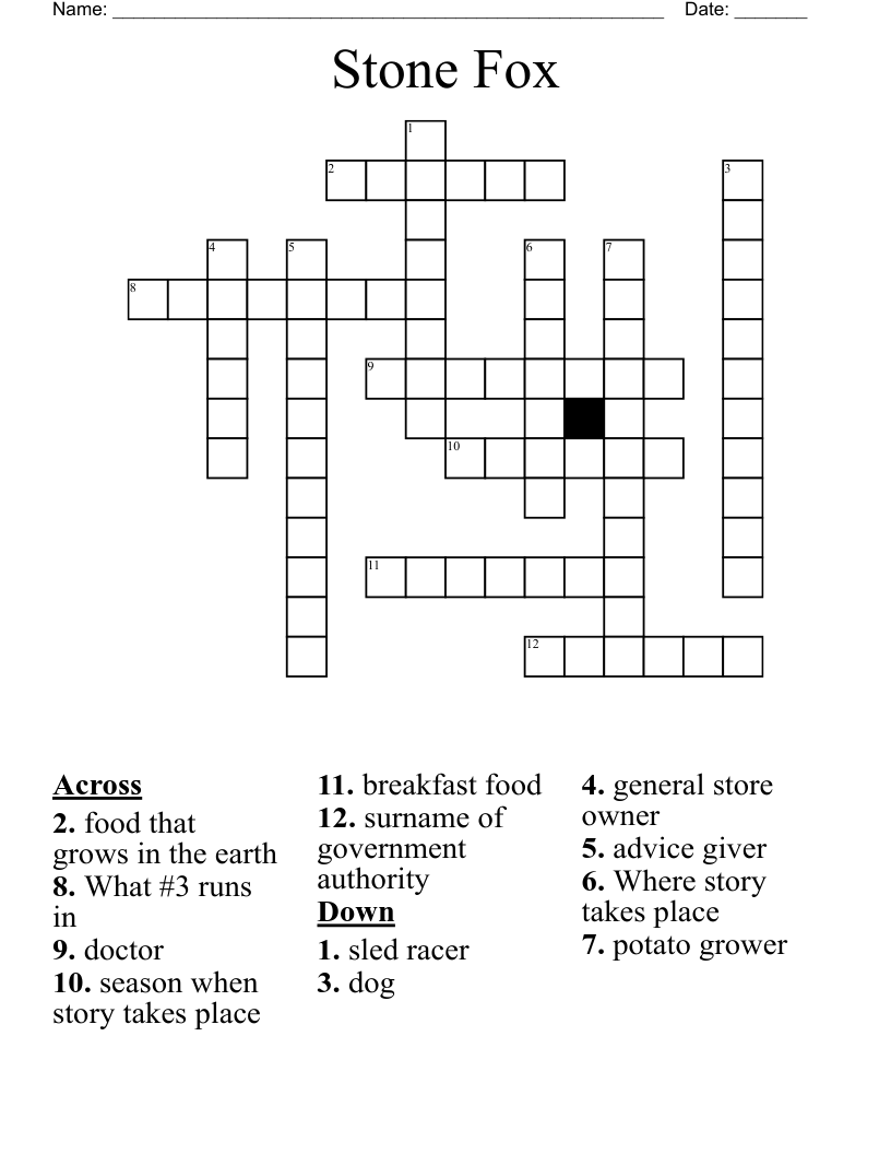 Stone Fox Crossword WordMint