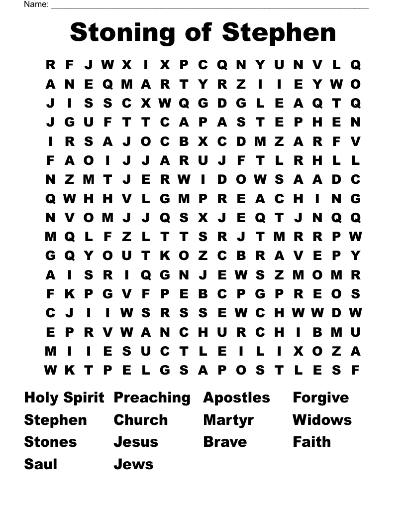 Stoning Of Stephen Word Search WordMint