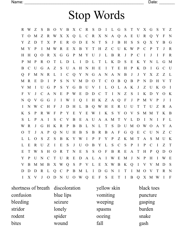 Stop Words Word Search