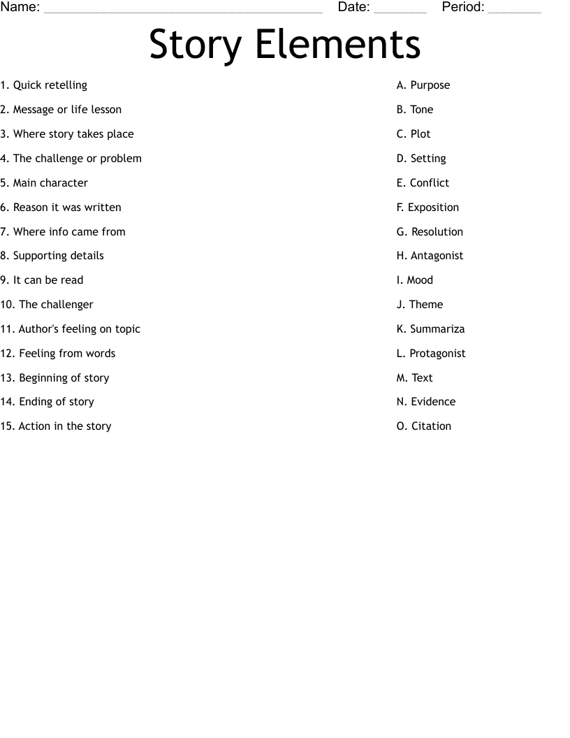 Story Elements Worksheet